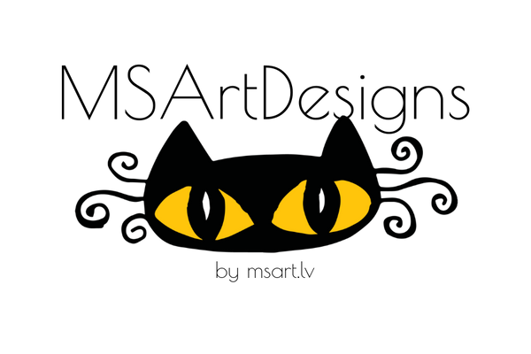 Melna kaķa logo MSArt Dizaina veikalam